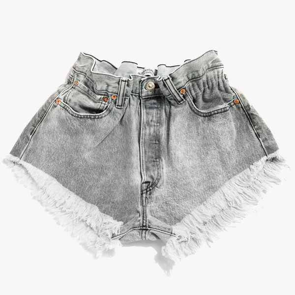 Boho Acid Gray High Waisted Shorts