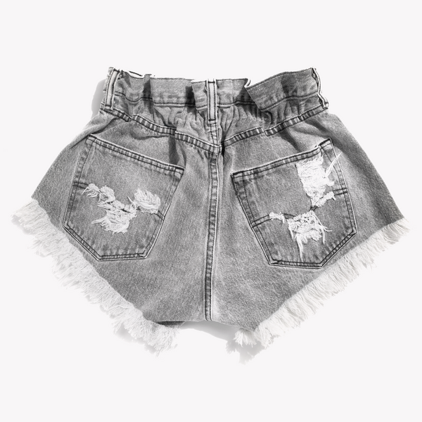 Boho Acid Gray High Waisted Shorts