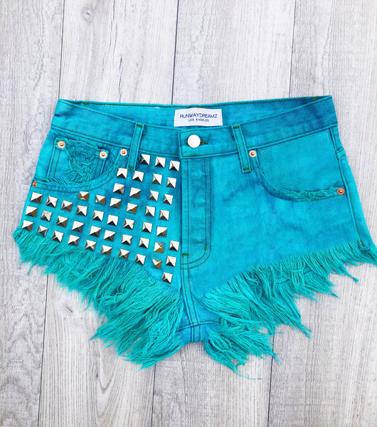 Bel Air Turquoise Studded Vintage Shorts