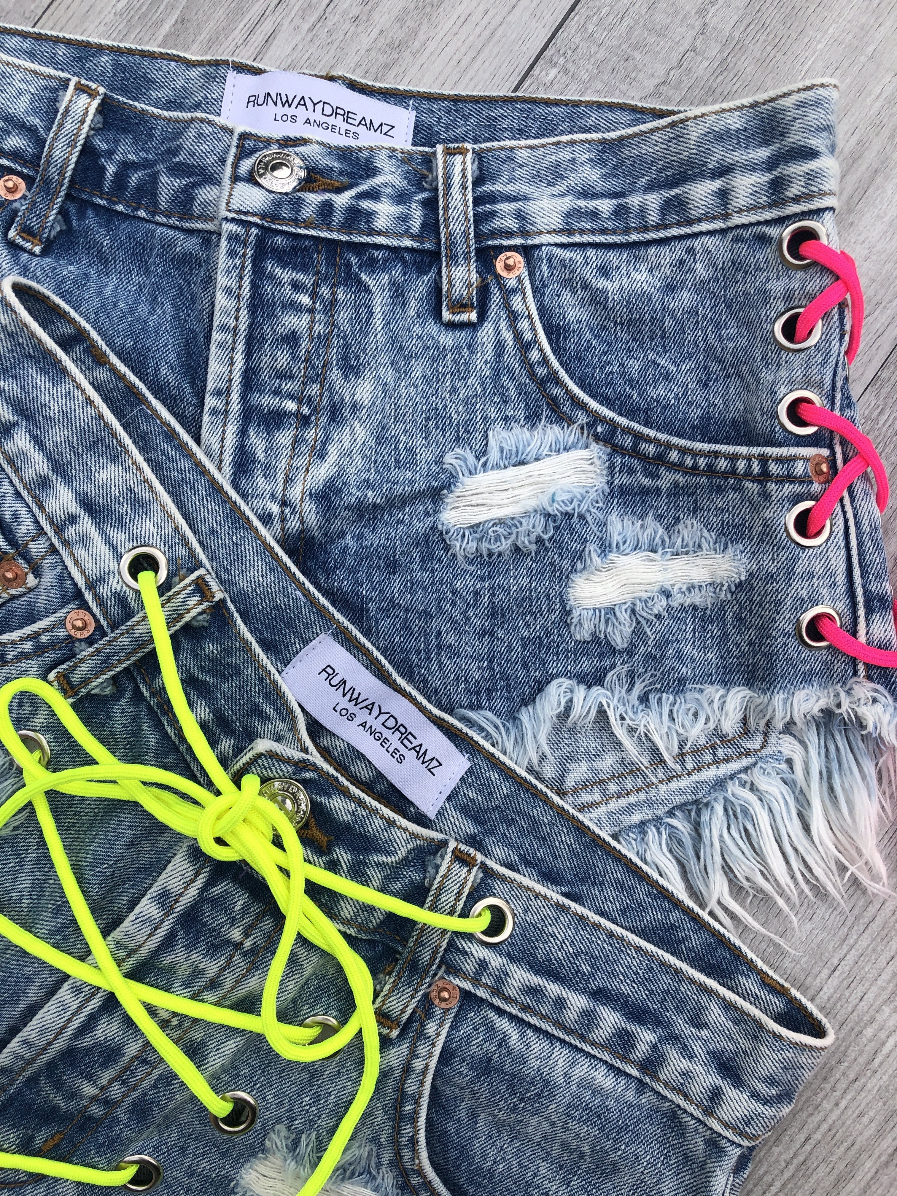 Rodeo Neon Yellow Lace Up Vintage Shorts – RUNWAYDREAMZ