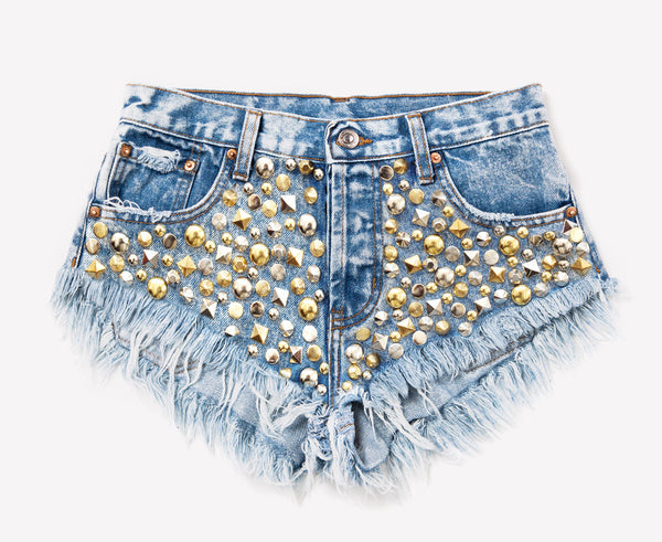 Toxic Studded Babe Frayed Shorts